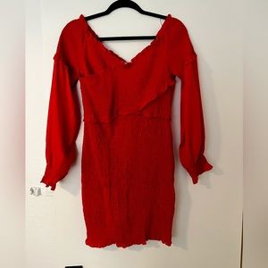 Rumor Boutique red scrunch mini dress - never worn. Size 12